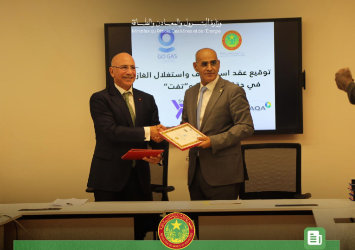 On April1st, 2024 in Nouakchott, Mauritania's Minister of Petroleum, Mines and Energy, Mr. Nani Ould Chrougha,, signed a gas exploration and production contract with the representative of the "Go gas" and "Taqa Arabia" group of companies, Mr. Khaled Abu Bakr, Chairman of the Board of Directors of Gogas Company.
